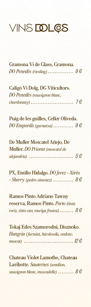 Carta Tramendu Restaurant Postres Estiu26 en català página 2