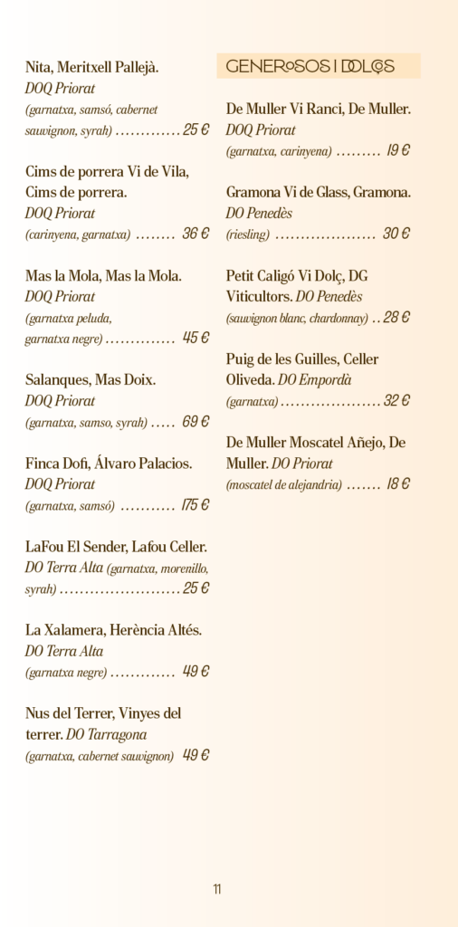 Carta de vins Tramendu Restaurant pag11