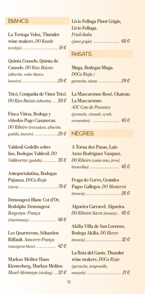Carta de vins Tramendu Restaurant pag-13